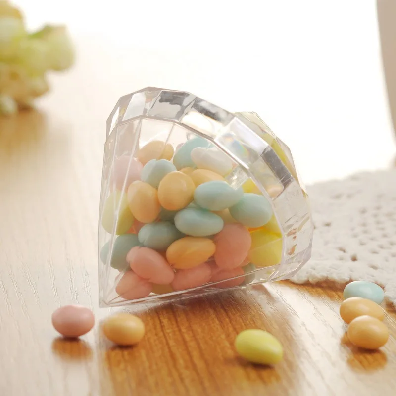 

Exquisite Candy Box Snacks Storage Case Creative Thickened PS Plastic Box New Diamond-shaped Candy Box Wedding Table Decoration