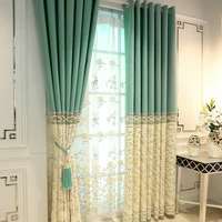 nordic pastoral window curtains for living room bedroom bay window high shading embroidered luxury french style fresh green