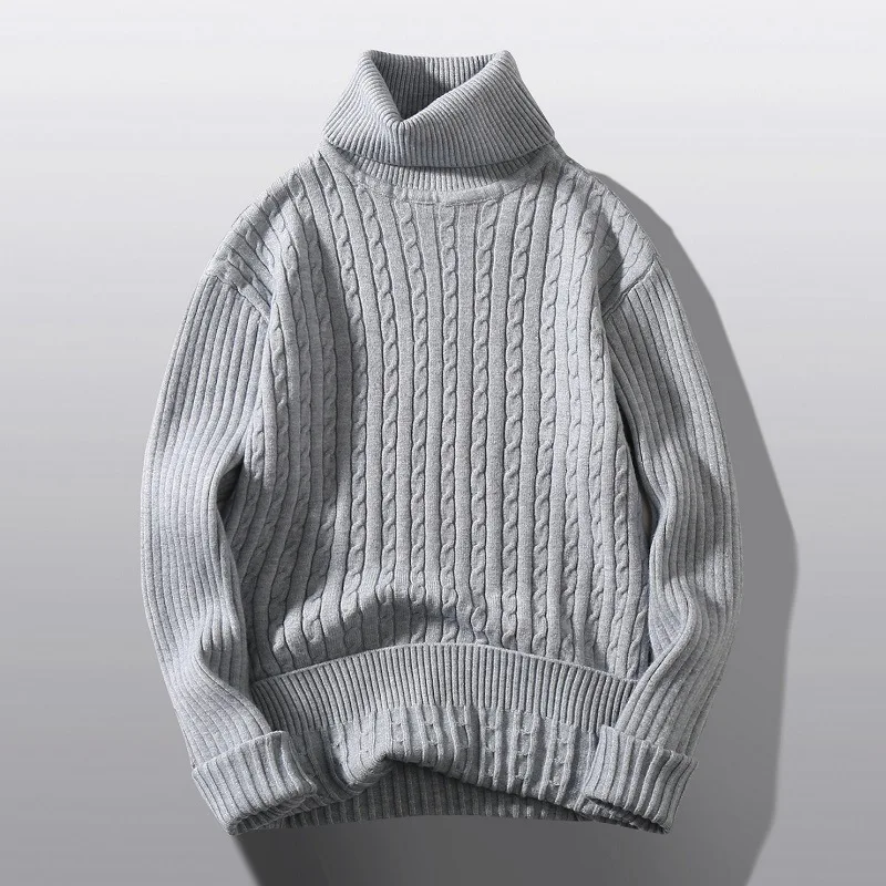 

2022 New Winter Men's High Neck Sweater Men's Turtleneck Sweater Mens Black Turtleneck Solid Colored Underlay Sweater