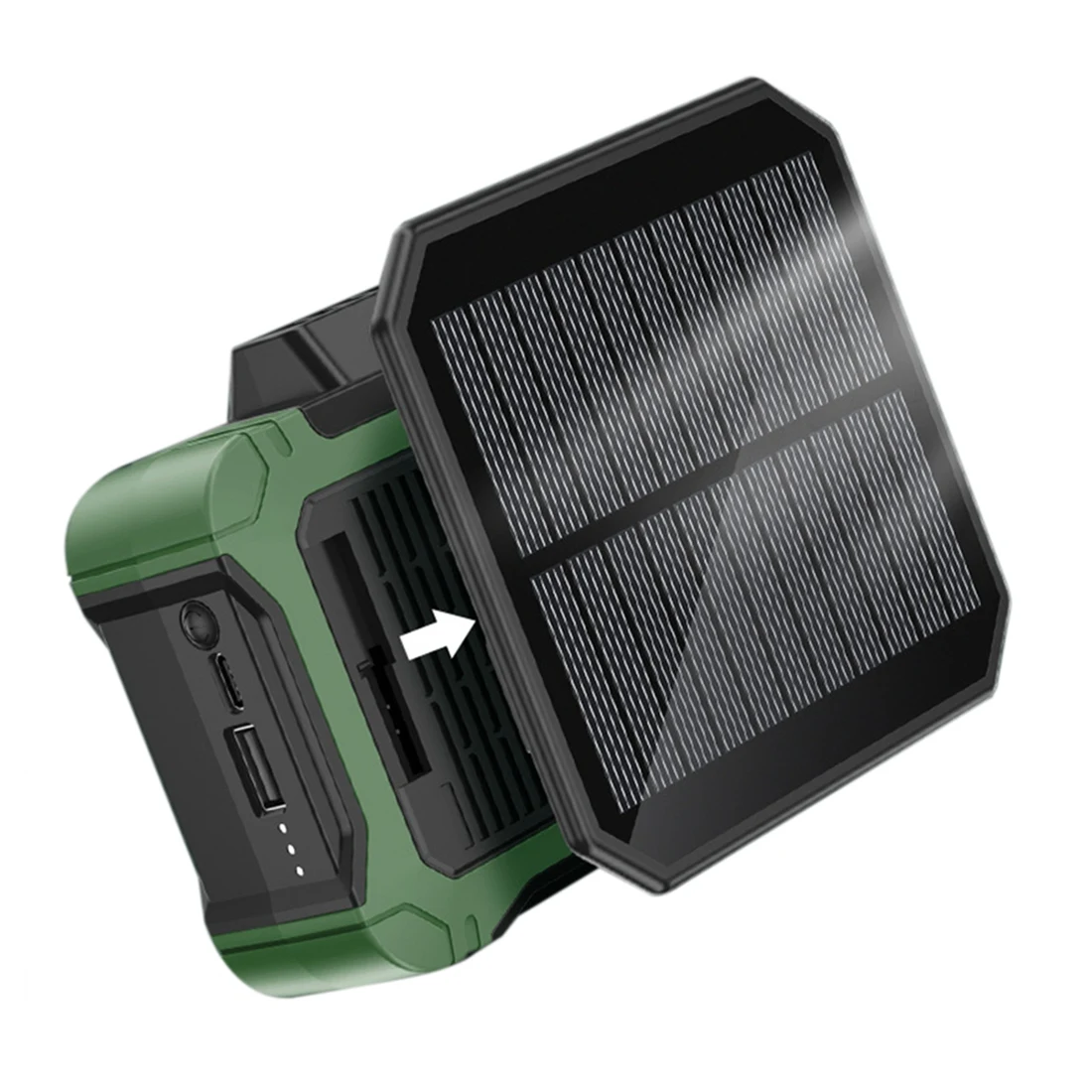 

Portable Waist Clip Fan 6000MAh Battery Operated Necklace Fan, with Solar Charging 3 Speeds for Outdoor Works Green