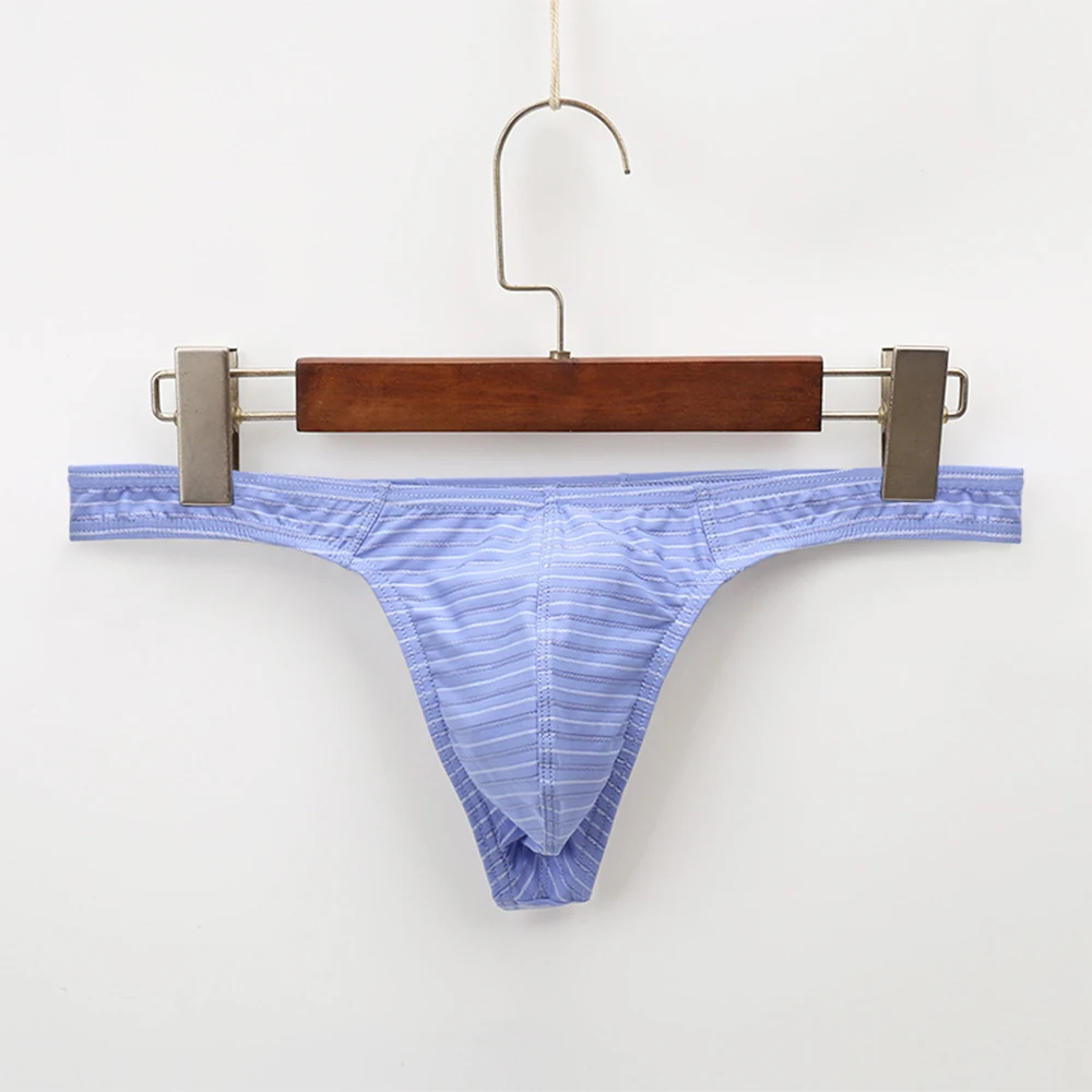 

Backless Thongs Mens Sexy Stripe Briefs Low Rise Underwear Breathable Underpants Bulge Pouch Panties Soft Comfortable G-String