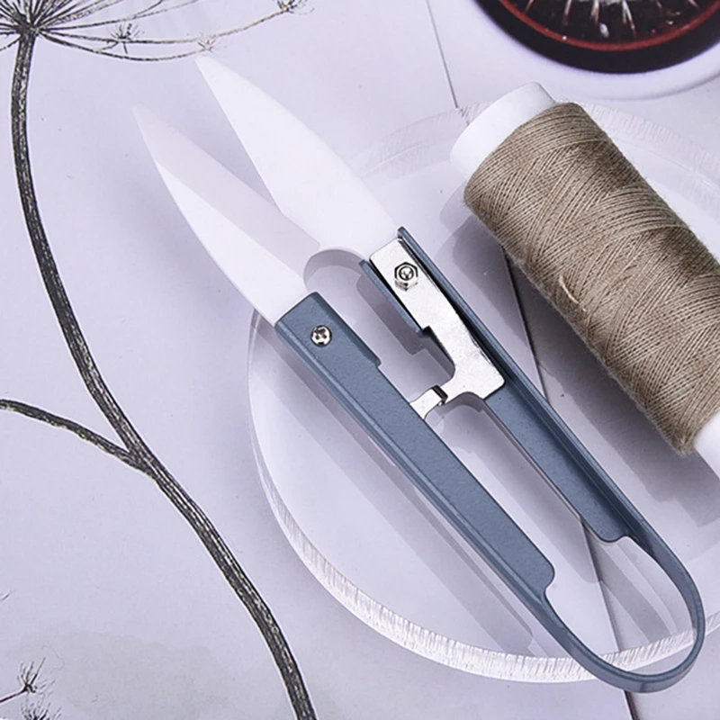 

Ceramic Sewing Scissors U Shape Scissors Knife Cross-stitch Craft Scissors Yarn Thread Head Cutter Fishing Line Scissors