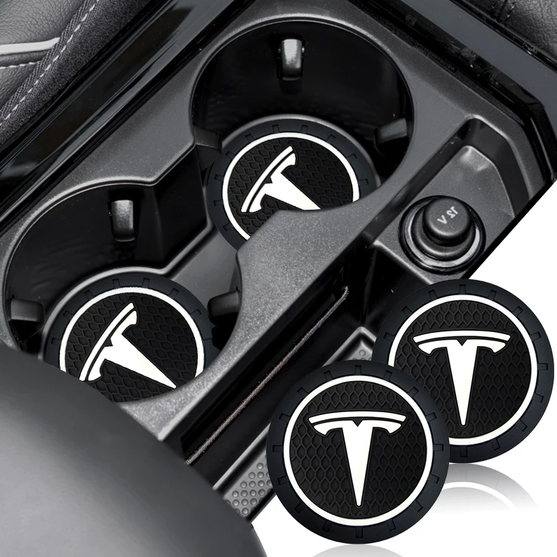 

Silica Car Coasters Water Cup Non-slip Mat Car Interior Accessories for Tesla Model 3 X S Cybertruck 2021 Y Juguete Roadster