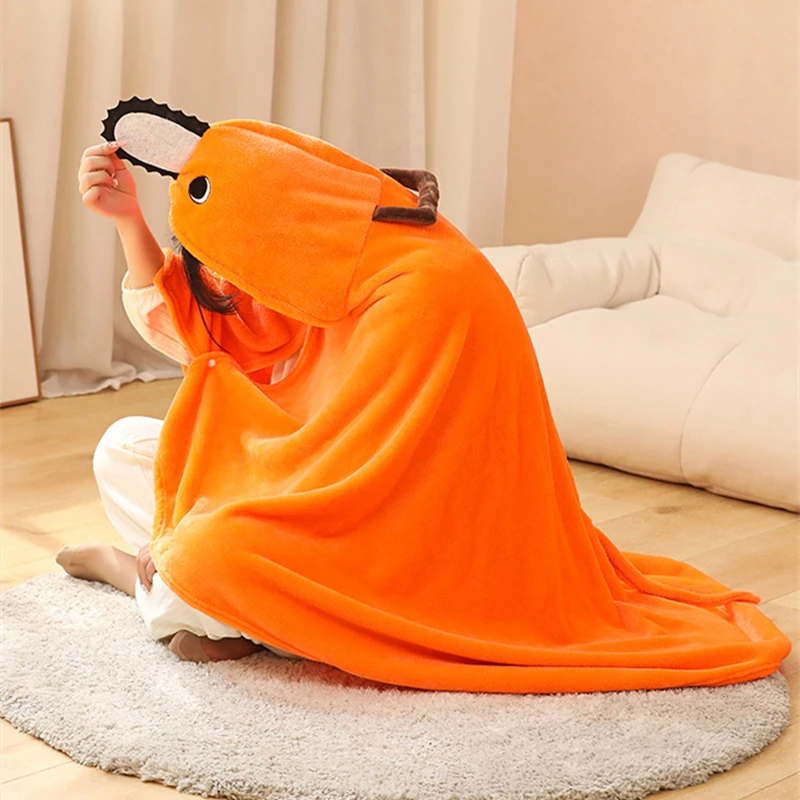 

Одеяло с капюшоном для детей, милый плащ-накидка с Бензопилой, мультяшное одеяло для косплея аниме