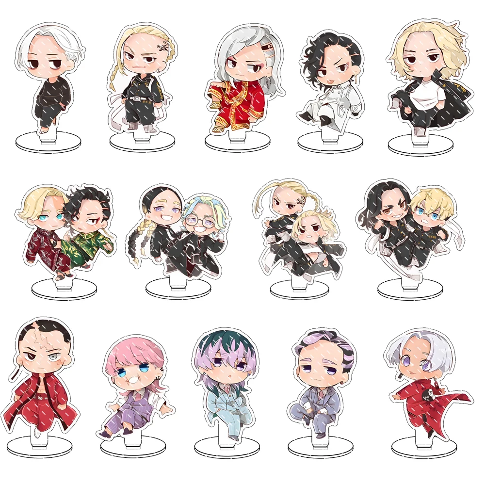 

Tokyo Avengers Action Figure Cosplay Acrylic Material Character Model Mikey Draken Ashenvale Brothers Takashi Mitsuya Model Plat