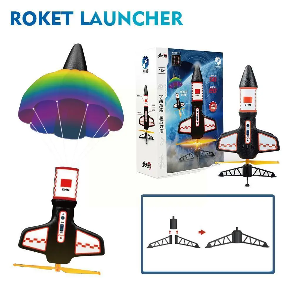 

Electric Rocket Launcher Toys New Space Exploration Parachute Skyrocket Toys Outdoor With Toys Kid Model Kit Children Rocke Z8k7