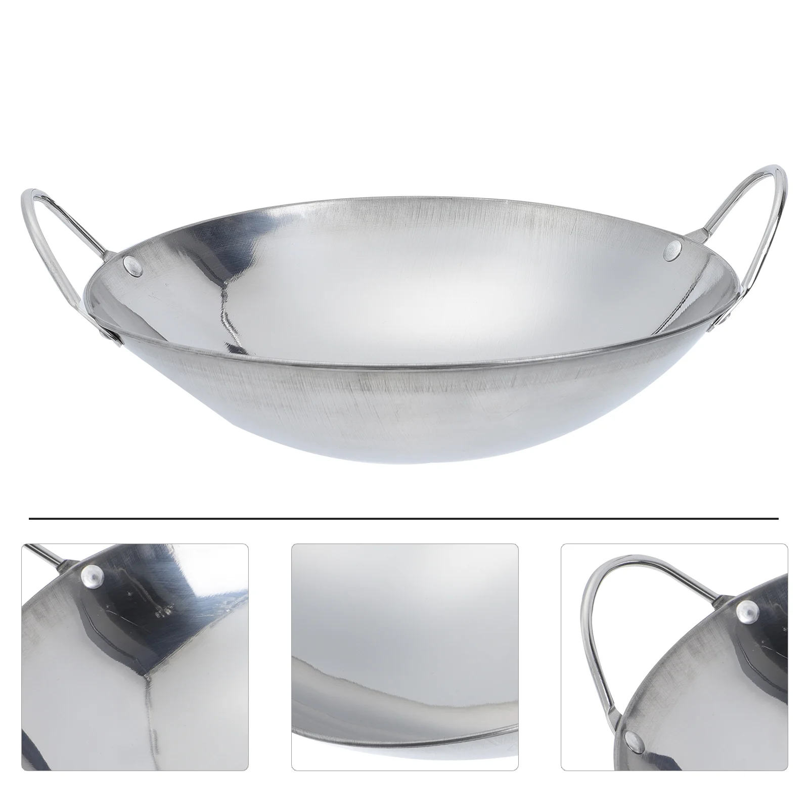 

Stainless Steel Griddle Everyday Pan Cooking Pot Double Ear Practical Kitchen Stockpot Home Reheating