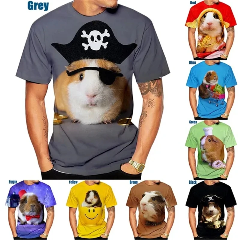 

Летняя модная Милая футболка с 3D принтом, Мужская футболка с короткими рукавами и круглым вырезом в виде морской свинки, забавная Повседневная футболка высокого качества