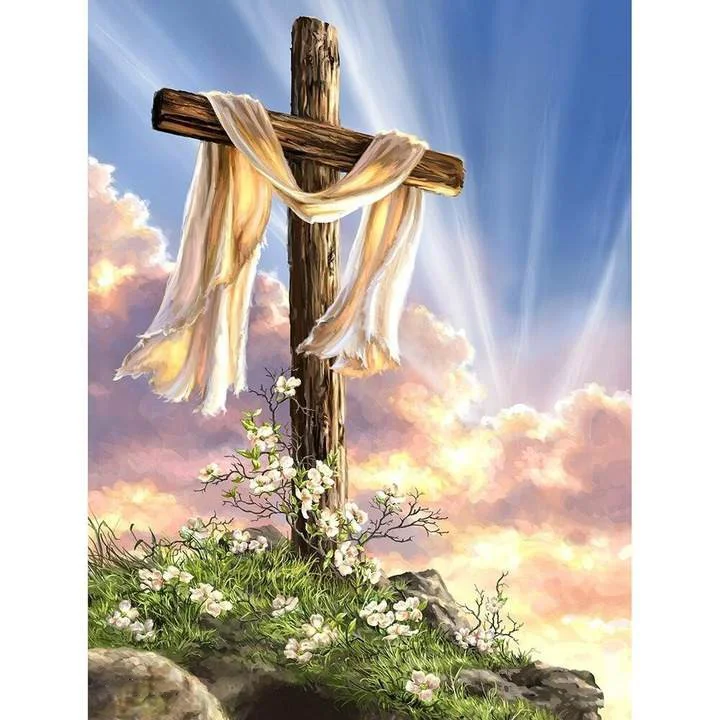

5D DIY Diamond Painting Religion Cross Stitch Kit Full Round Drill Embroidery Icons Mosaic Art Picture of Rhinestones Home Decor