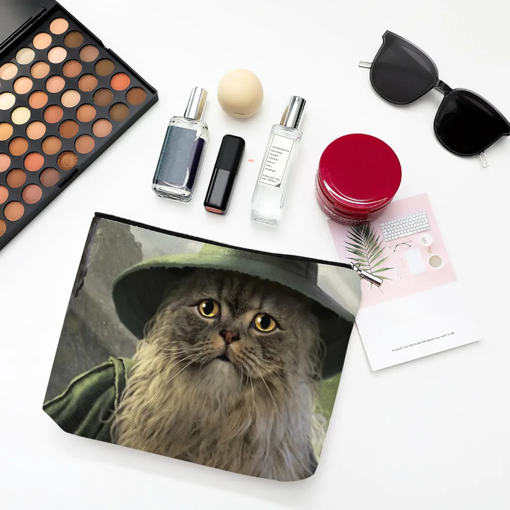 

Wixard Linen Women Cosmetic Bag Cute Cat Makeup Pouch Lady Tote Purse Travel Organizer Case