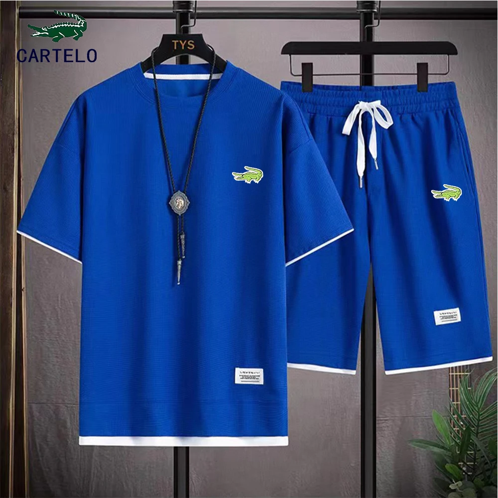 Cartelo Mens Summer Fashion 2 Piece Outfit Clothing Jogger Shorts T Shirt Homme Tracksuit Short Sets Sports Suit Clothes for Men