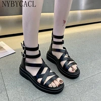 new summer black fashion street women zipper sandals roman style sandals women open toe womens chunky shoes zapatos plataforma