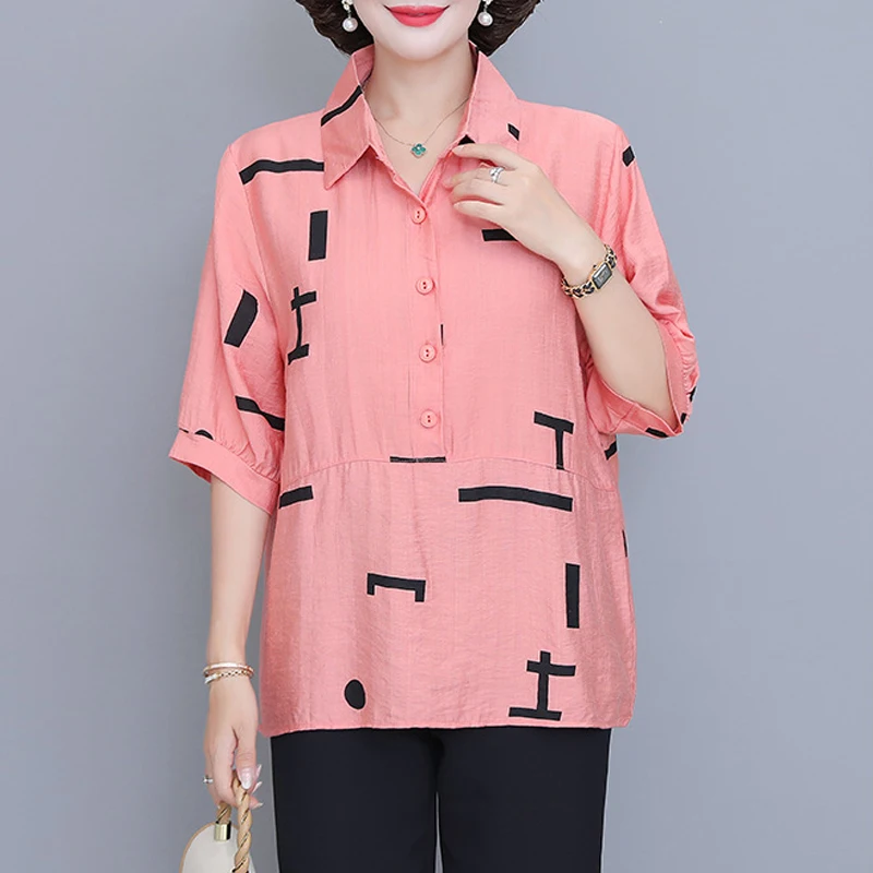 Женская рубашка средней длины с принтом