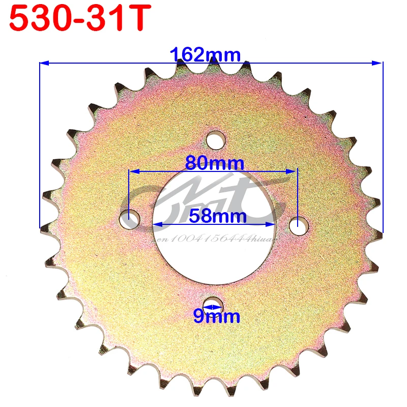 

Free shipping Drive Gear 530 31T tooth 58mm rear chain sprockets for ATV karting off-road modification accessories