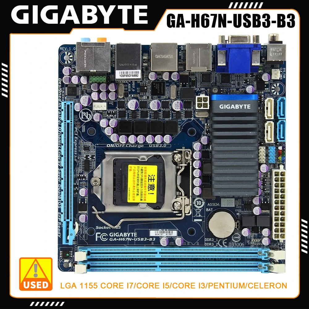 

Материнская плата Gigabyte GA-H67N-USB3-B3 Chip LGA 1155, материнская плата поддерживает DDR3 16 ГБ Core i7/Core i5/Core i3