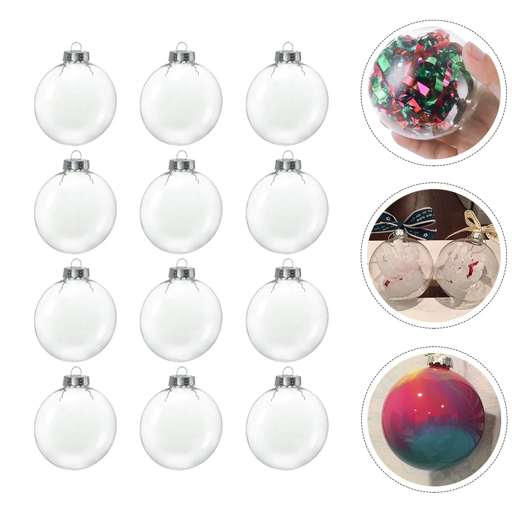 

12pcs Filled Xmas Balls Clear Fillable Baubles Xmas Tree Pendant Home Diy Decors Christmas materials