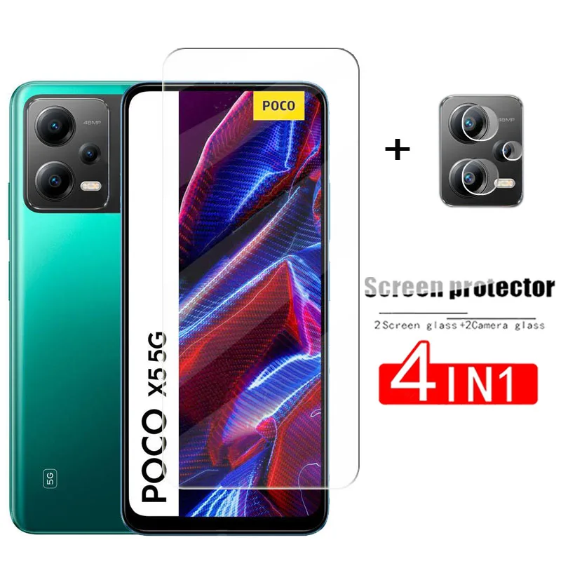 

2Pcs Glass For Poco X5 5G Tempered Glass Screen Protector For Xiaomi Poco X5 Protective Phone Lens Film For Poco X5