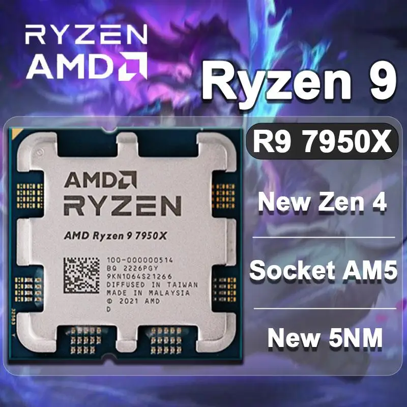 

AMD Ryzen 9 7950X Новый R9 7950X 4,5 ГГц 16-ядерный 32-поточный ЦПУ Zen 4 процессор 5 нм Radeon RDNA 2 L3 = 64M 100-000000514 разъем AM5