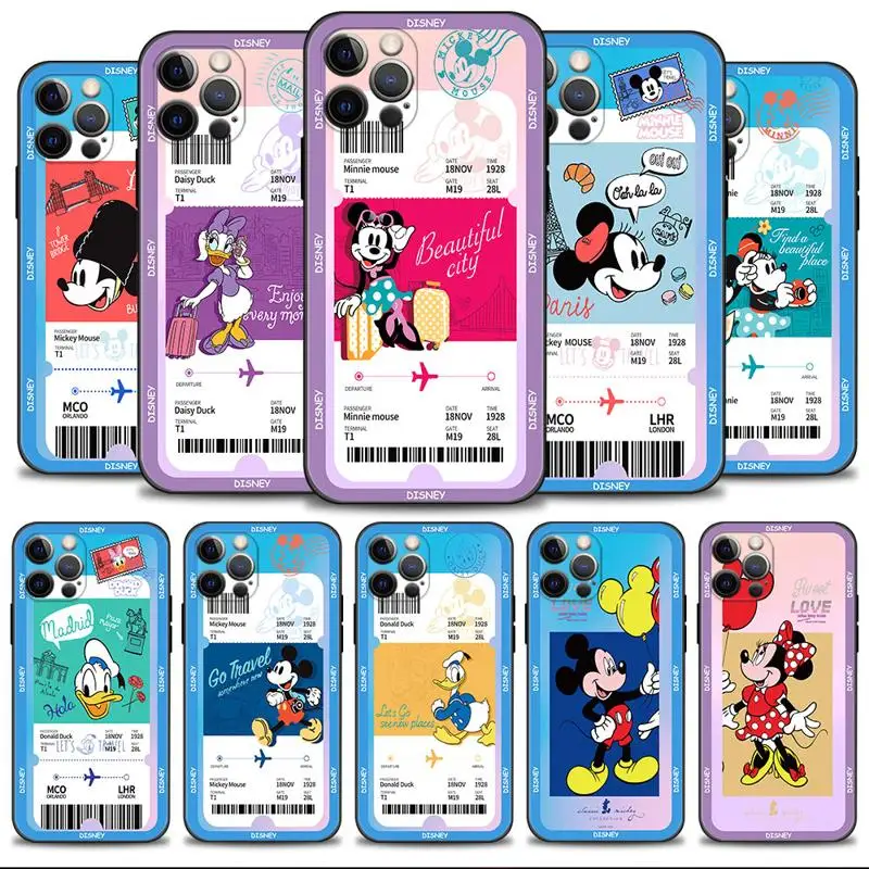 

Phone Case For Apple iPhone 14 13 12 11 Pro Max 13 12 Mini XS Max XR X 7 8 6 6S Plus Disney Daisy Mickey Minnie Travel Card