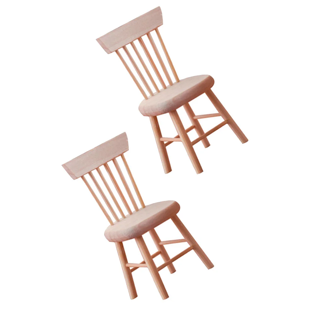 

Furniture House Chair Miniature Mini Wooden Accessories Chairs Tiny 12 Set Scale Decoration Miniture Dining Accessory Model Wood