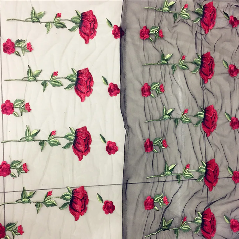 Юбка платье модная ткань хорошо выглядит черная сетка вышивка розы кружевная