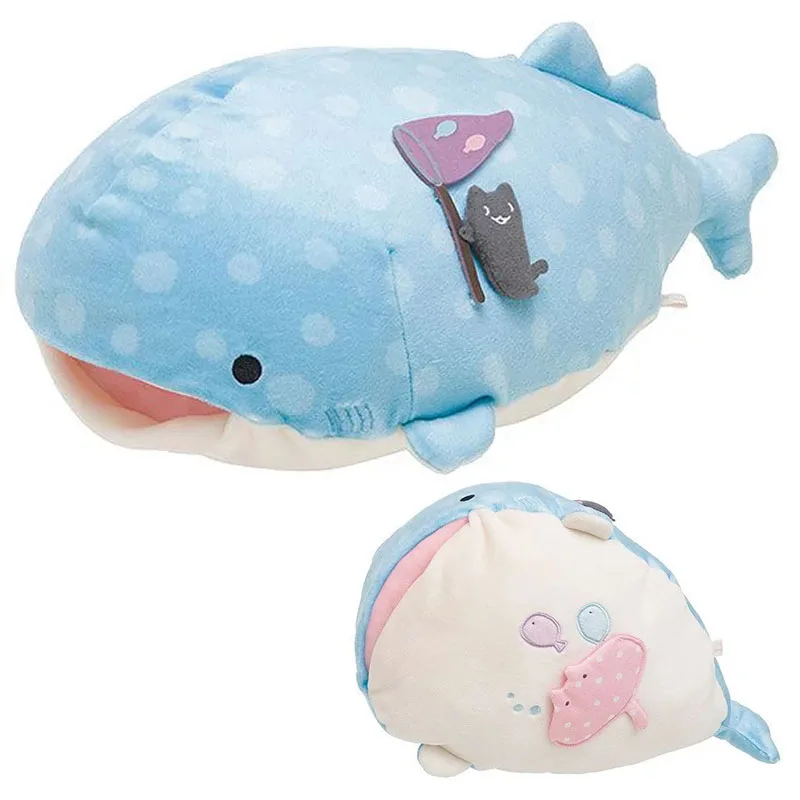 Новая Милая Jinbesan голубая Китовая акула с другом большая плюшевая игрушка 40 см подушка мягкие животные детские куклы Подарки