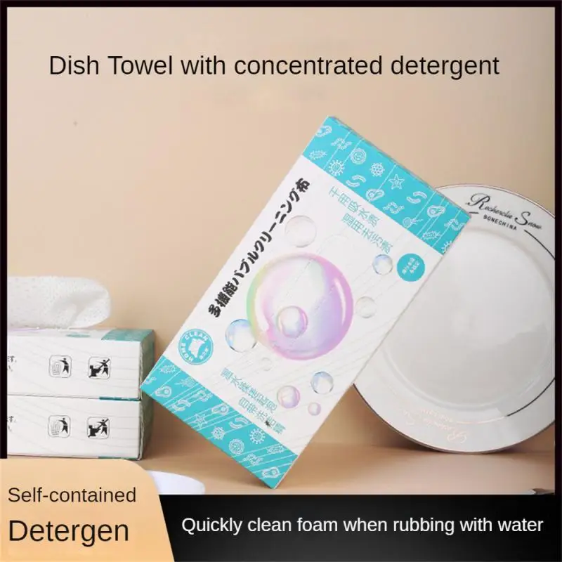 

Disposable Dishcloth With Detergent Dish Towel Portable Absorbent Oil Lazy Rags Anti-Grease Wipe Kitchen Cleaning Dishcloth