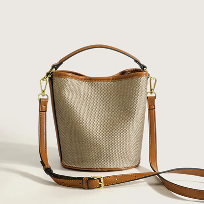 2023 New Fashion Famous Brand Design Women Bucket Handbag Ladies Shoulder Stripe Large Capacity Tote Purse Messenger