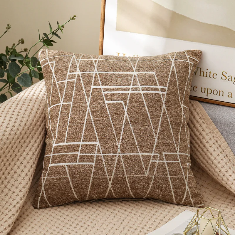 Geometric Cushion Cover 45x45cm Decorative Chenille Pillows for Sofa Living Room Pillowcase Red Gray Quality | Дом и сад