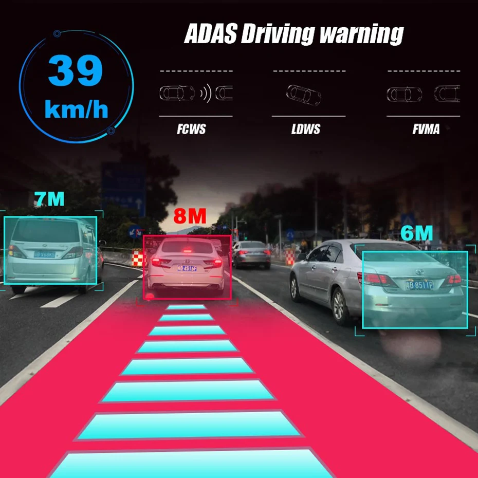 Видеорегистратор DVR ADAS Android 8 1 2 Гб ОЗУ 32 ПЗУ 4G Wi-Fi GPS двойной объектив Full HD 1080P с