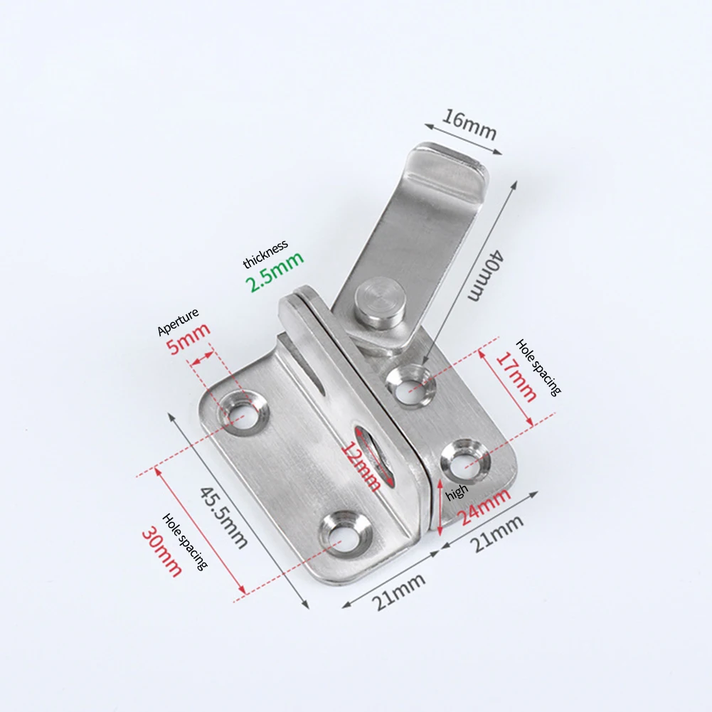 

Specially Designed Door Buckle Stainless Steel Strike And Bolt Strong Safety 4.5*4.2*2.5cm Anti-rust Left And Right