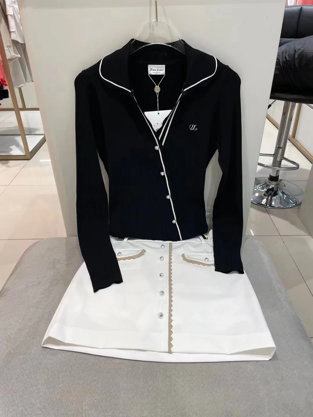 

New Golf Genuine FL Autumn Women's Sports Long Sleeve Knitted Top T-shirt Coat A- Line Umbrella Dress Set