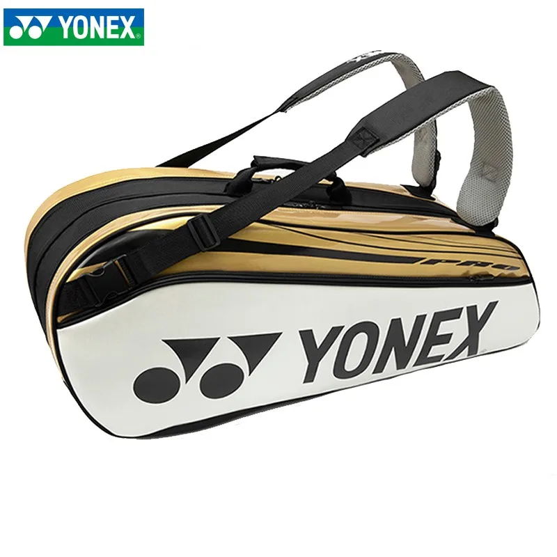 Genuine YONEX New Tennis Racket Bag High Quality PU Leather Sports Backpack Badminton Bag For Women Men Holds Up To 6 Rackets