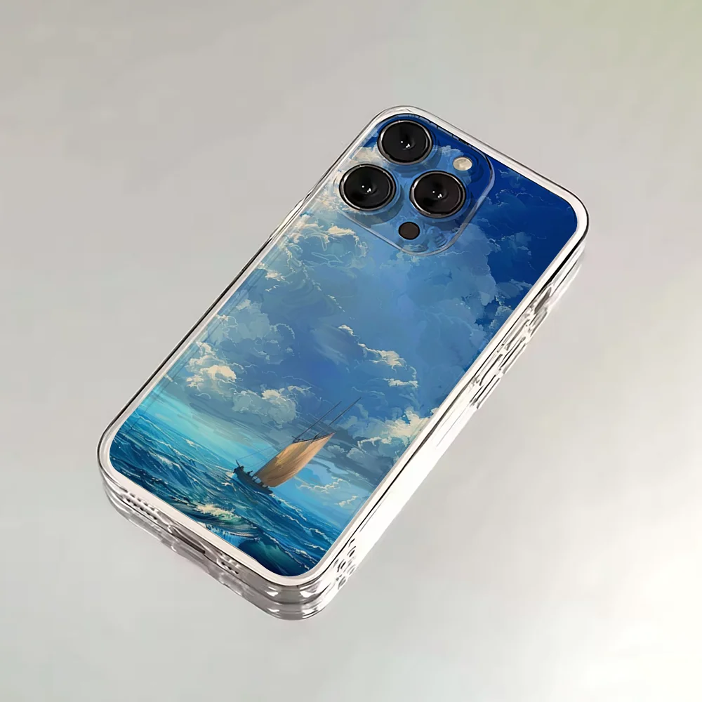 Фото Чехол для телефона «Парусный корабль-лодка» для iPhone 16,15,14,13,12,11 Plus, Pro, Max, XR, XS, X, 7,8 SE, мини-прозрачный силиконовый мягкий чехол №4
