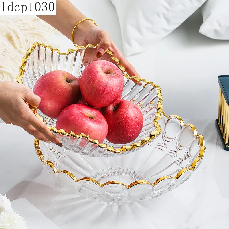 

Стеклянный фруктовый поднос в скандинавском стиле для гостиной, Домашний Прозрачный кофейный столик, поднос для конфет светильник лый роск...