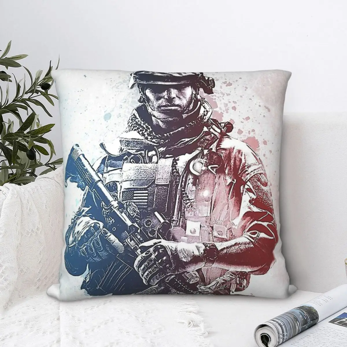 

Artwork Throw Pillow Case Battlefield FPS Game Cushion Home Sofa Chair Print Decorative Hug Pillowcase