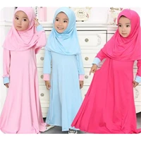 muslim islamic girls ramadan abaya with hijab full length robe burka maxi little kid toddler baby girl dresses 1 to 14 years
