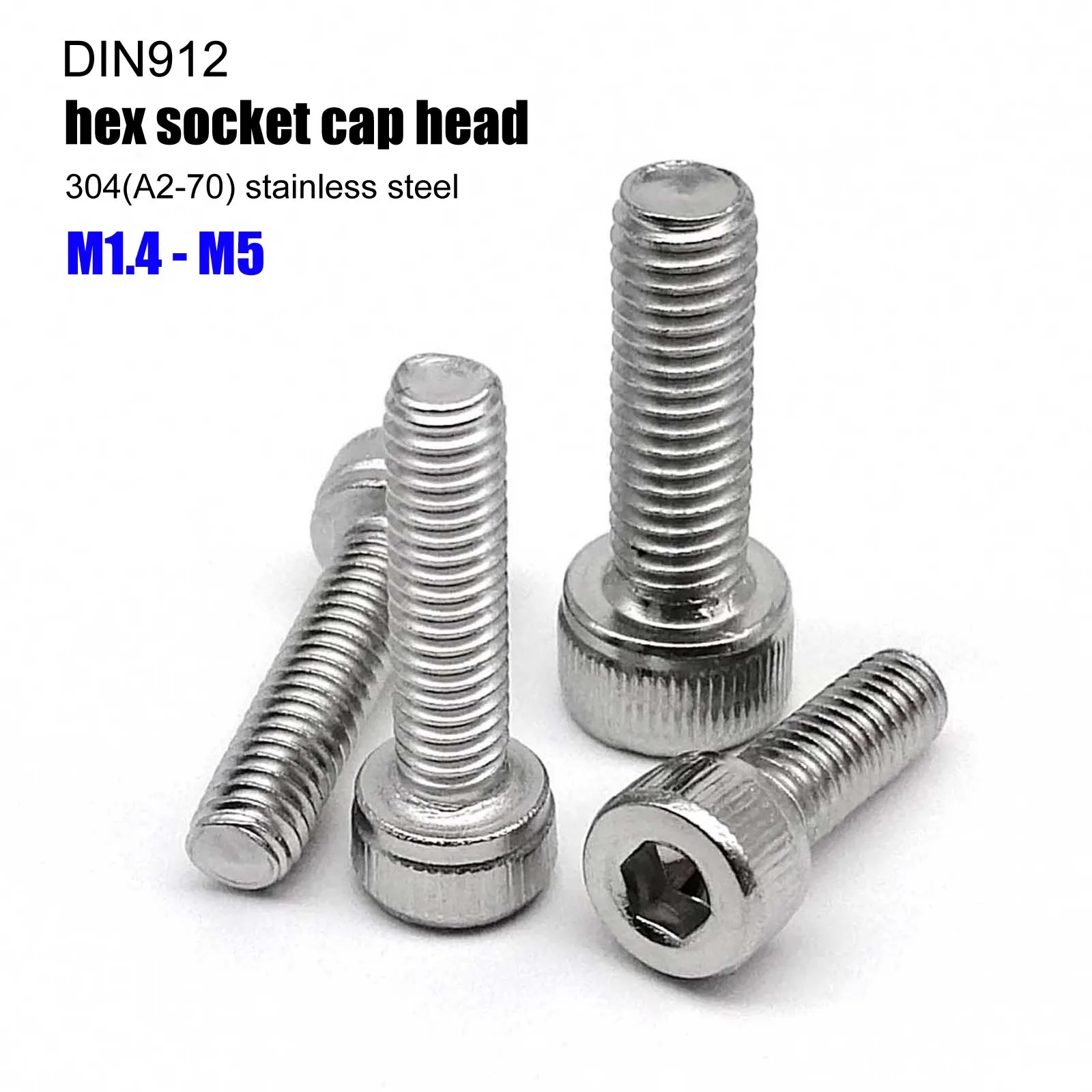 10/50 adet M1.4 M1.6 M2 M2.5 M3 M3.5 M4 M5 Küçük Mikro 304 A2 Paslanmaz Çelik DIN912 Allen Altıgen Soket Başlı Civata