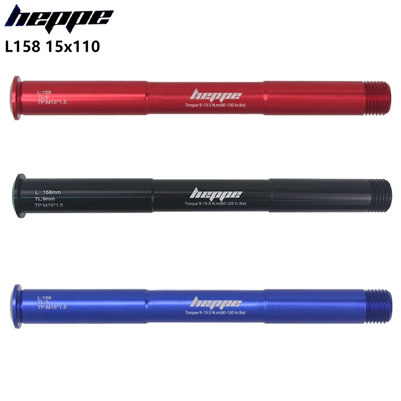 

HEPPE Bike Thru Axle 15x110 Front Fork Skewers MTB Road Bike Quick Release 158mm Red Blue Thru Axle Skewers for ROCK SHOX 15x110