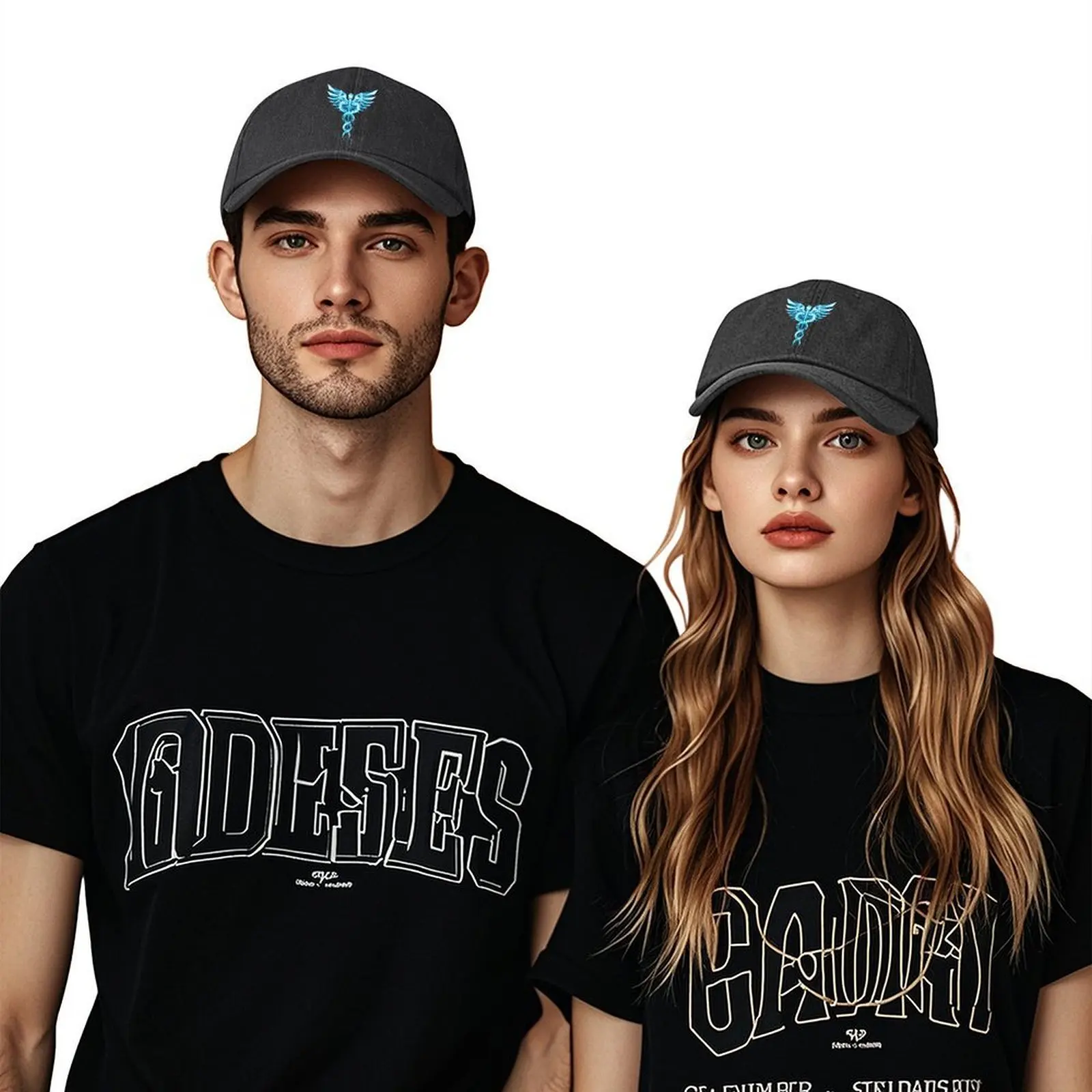 Фото Синяя бейсболка с символом кадуцей, дизайнерская кепка, люксовый бренд, солнцезащитная кепка, шляпа-дерби, мужская и женская кепка для гольфа №4