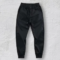 men cargo pants overalls mid waistedlace up bow knot solid color multi pocket trousers drawstring pockets pants streetwear