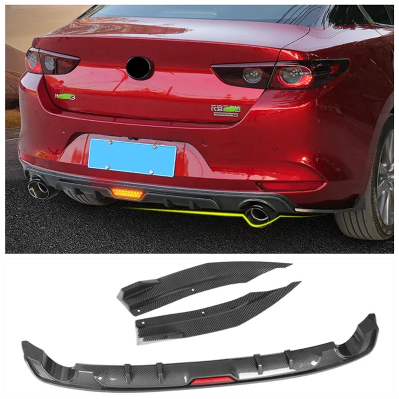 

For Mazda3 Axela 2020 2021 2023+High Quality ABS Black Car Trunk Bumper Rear Diffuser Spoiler Protector Cover(Pilot Light)