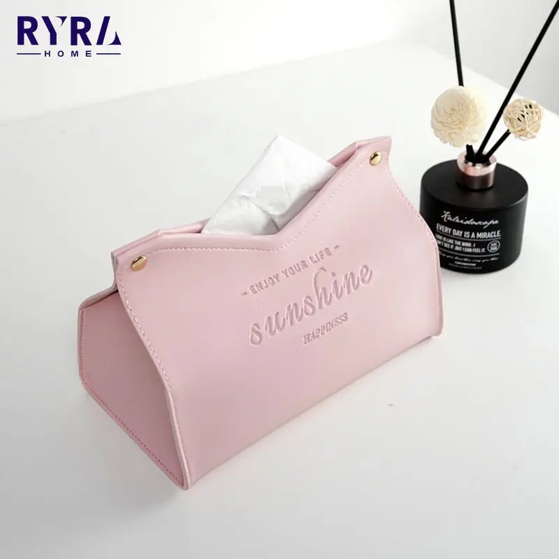 

2023 New PU Leather Tissue Box Car Tissue Container Desktop Napkin Tissue Holder Case Storage Box Home Living Room Decoration