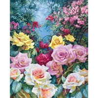 gatyztory 60x75cm painting by numbers frameless rose flowers paint by numbers on canvas diy number painting scenery home decor