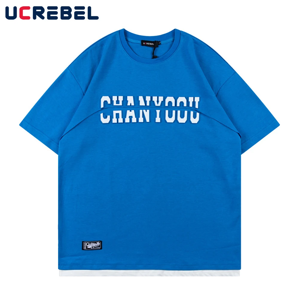 

Letter Print Short Sleeve T-shirt Mens Casual Loose Half-Sleeve Streetwear Summer Crew Neck Cotton Tee Men