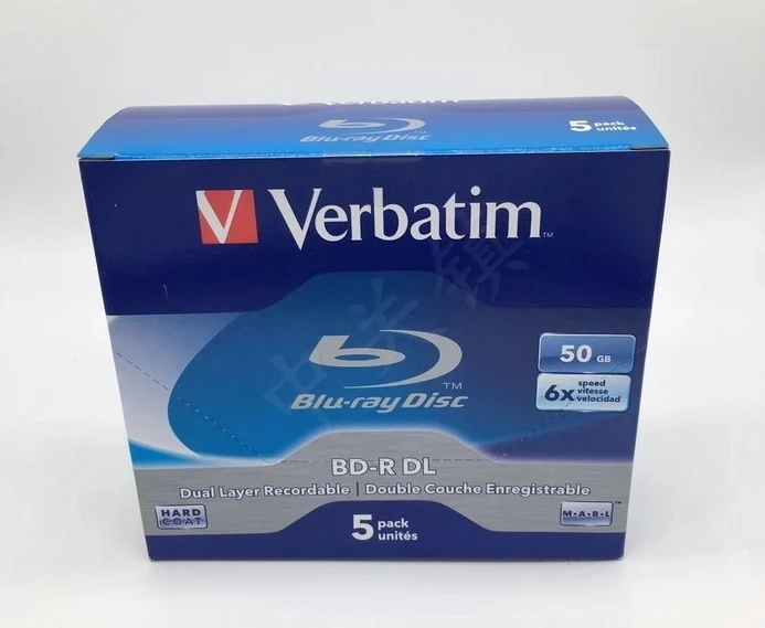 5Pcs Verbatim Blu-Ray Disc BD-R DL 50GB 6X BDR Blank Bluray Disks Dual Layer Recordable