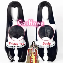 One Piece Boa Hancock Cosplay Wig Women 100cm Long Straight Black Wig Cosplay Anime Cosplay Wigs Heat Resistant Synthetic Wigs