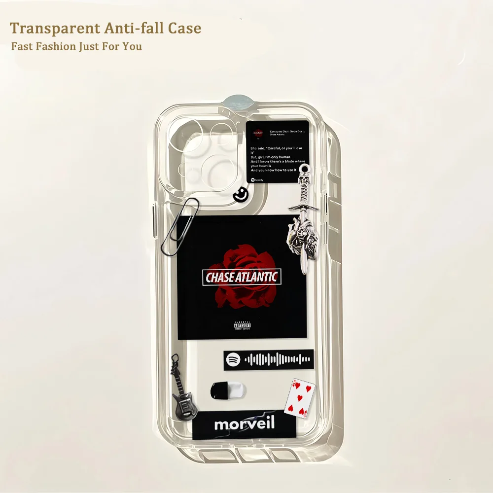 Фото Чехол для телефона Fashion Band Chases Atlantics для iPhone 17 16 16e 15 14 13 12 11 Mini Pro Max X XR 8 Air Plus, прозрачная задняя крышка №2
