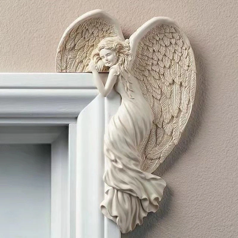 

Angel Wings Resin Craft Door Frame Ornament Angel Winged Goddess Pendant Indoor/Outdoor Garden Door Decoration Home Gifts