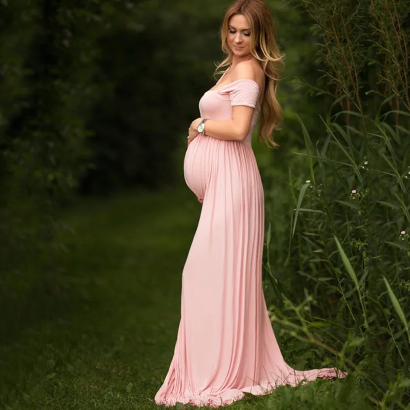 

Летнее платье для беременной фотосессии CARECODE, модное платье с открытыми плечами и передним разрезом, длинное платье для фотосъемки, платья, одежда для беременных